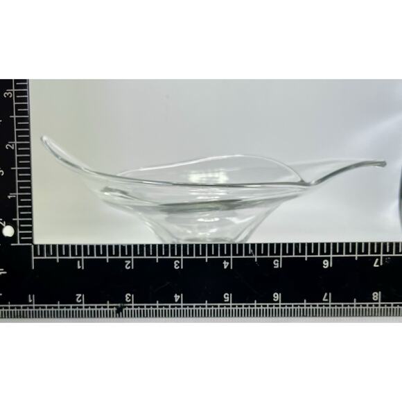VTG Frank M Whiting Clear Glass Curved Candy Dish 925 Sterling Silver Base MCM - Picture 10 of 11